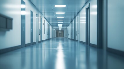 Blurred interior of hospital - abstract medical background.