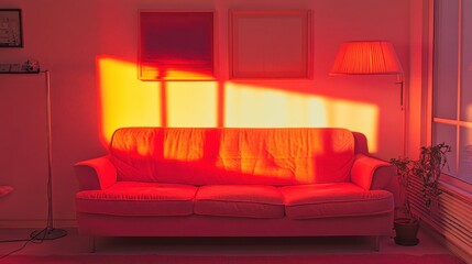 Cozy Living Room with Warm Sunset Light