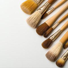 Fototapeta premium Professional Makeup Brushes on White Background for Beauty Artist