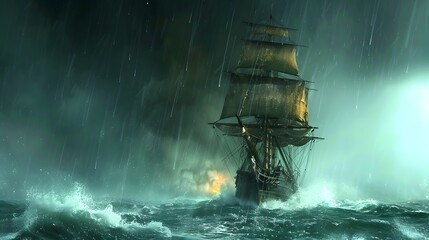 Black and white photograph of old sailing ship.