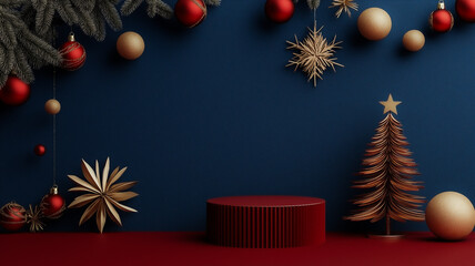 Christmas  ornaments on blue  background