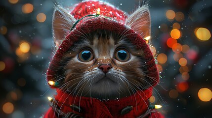 Super cute and lovely Christmas kitten