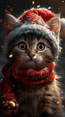 Super cute and lovely Christmas kitten