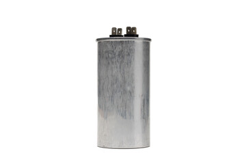 air conditioner's compressor capacitor isolated on white background. Usually found on outdoor unit.