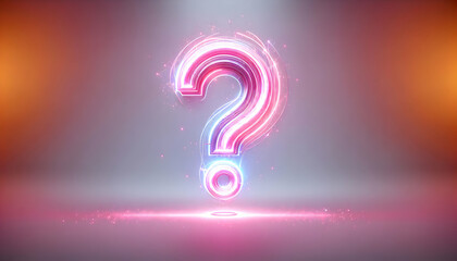  Icon A futuristic pink neon question mark symbol in vector typography, glowing with an energetic light on1