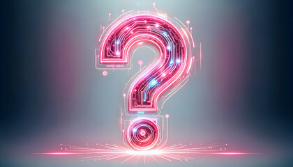  Icon A futuristic pink neon question mark symbol in vector typography, glowing with an energetic light on2