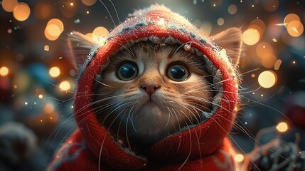 Super cute and lovely Christmas kitten