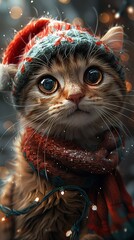 Super cute and lovely Christmas kitten
