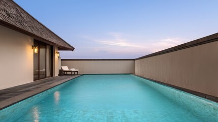 Fototapeta premium Luxury Villa Private Pool Rooftop Oasis Sunset View