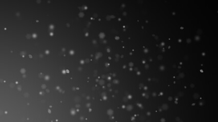 Winter freeze motion of white snow coming down, isolated on black background. Snowfall texture overlays.