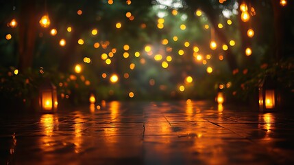 A blurry photo captures the atmosphere of a dance floor at night, with hanging lights and lanterns creating a festive ambiance