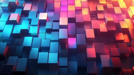 Abstract arrangement of multicolored reflective cubes forming a seamless geometric grid, symbolizing data visualization, modern design, and advanced digital structures