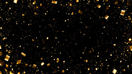 黒背景にきらめく金色の紙吹雪の背景