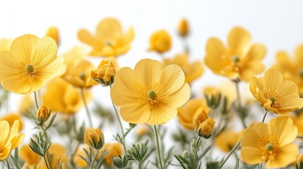 Obraz premium A border of yellow flowers on a white background, perfect for digital marketing materials
