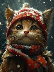 Super cute and lovely Christmas kitten