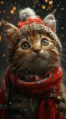 Super cute and lovely Christmas kitten
