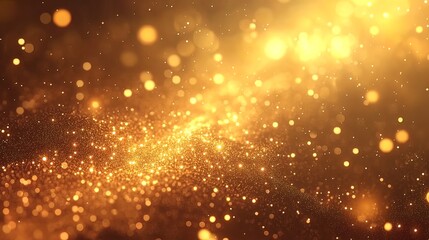 Abstract gold glitter bokeh background with soft lights.