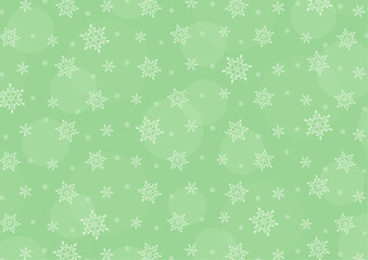 雪の結晶が輝くパステル調の背景イラスト_緑
