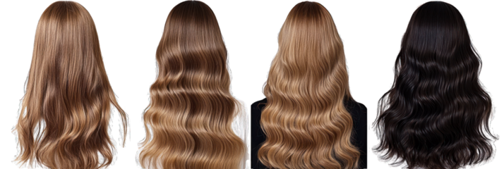 Comprehensive presentation of chic hair extension varieties in various tones.