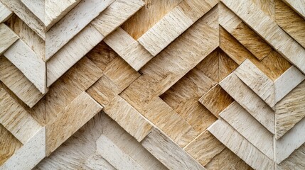 A textured arrangement of geometric shapes made from natural materials.