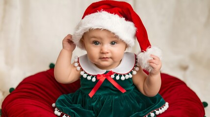 a cute child in santa hat