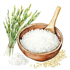 Rice watercolor clipart illustration