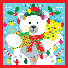 Christmas polar bear for christmas greeting card
