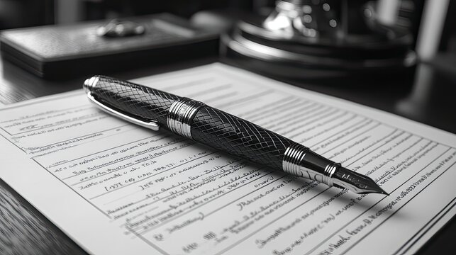A close-up of a pen and paper on a desk, symbolizing a business contract template