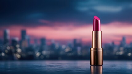 Colossal Bronze Lipstick Against Dramatic Sunset Background
