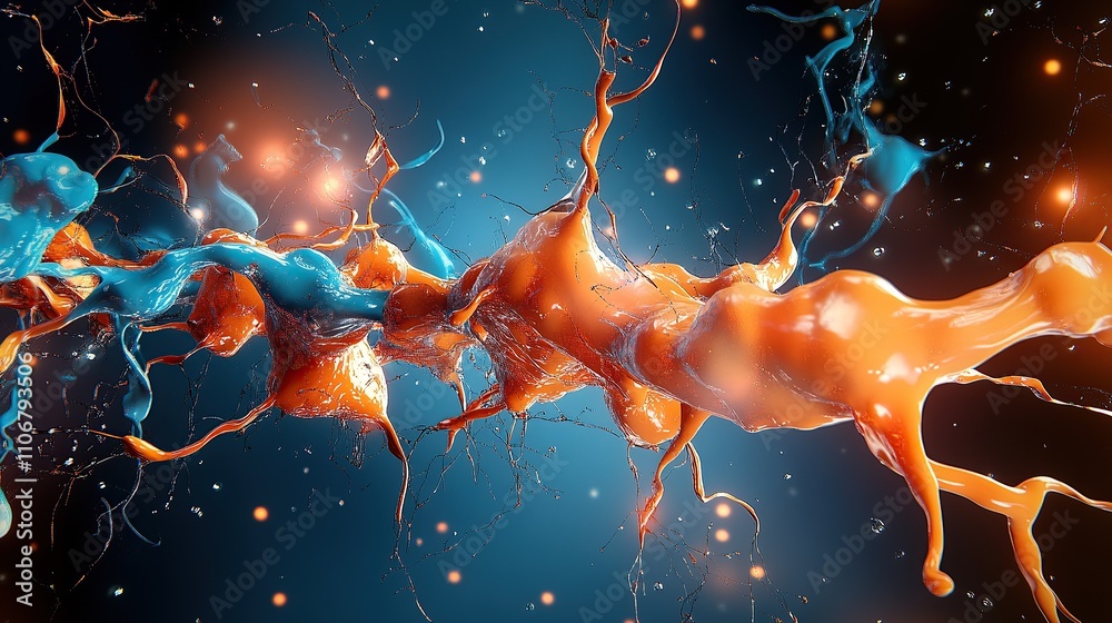 Poster abstract visualization of colorful fluid dynamics in a vibrant environment.
