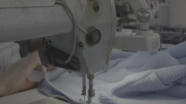 close up of sewing machine