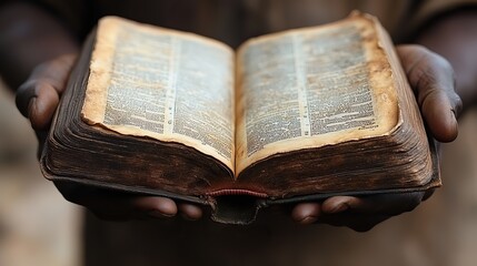 A close-up of someone holding an open Bible in their hand, symbolizing devotion and spiritual connection