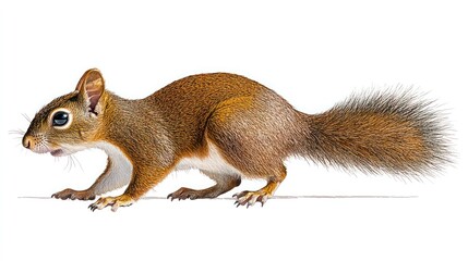 Obraz premium Isolated Full Body Side View of a Squirrel on Transparent Background