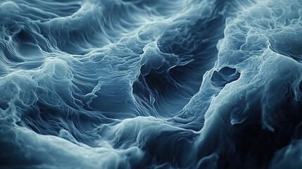 Blue water waves in motion with dynamic flow.