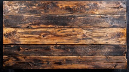 Naklejka premium A rustic wooden table viewed from above, with natural grains and textures visible