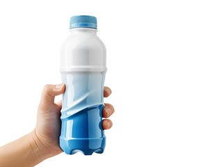 Hand holding water bottle isolated transparent background 