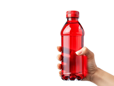 Hand holding water bottle isolated transparent background 