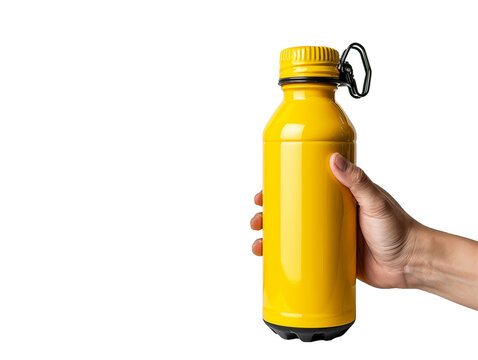 Hand holding water bottle isolated transparent background 
