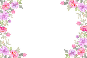 Watercolor flower frame background vector 