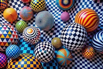 Captivating Op Art Optical Illusion Featuring 3D Shapes and Circular Patterns in a Spherical Arrangement, Ideal for Fashion Photography Inspiration and Geometric Design Elements