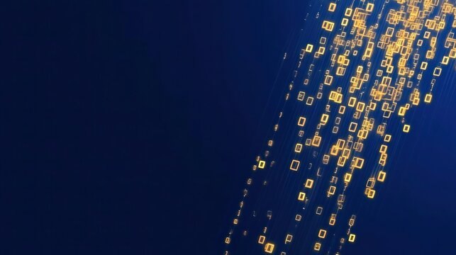 Dark Blue Cryptographic Binary Code Technology Background for Internet Security and Cryptocurrency Encryption Data