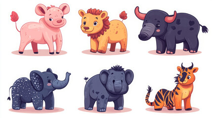 Fototapeta premium Cute and Playful Illustrations of Adorable Baby Animals for Kids