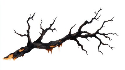 Haunted Isolation: Eerie White Background with an Old, Dead, Spooky Tree