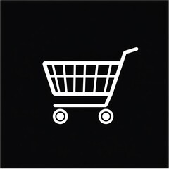 flat icon logo, cart icon, vector lines, round corners, black and white, simple shapes, minimal