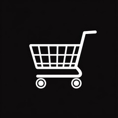 flat icon logo, cart icon, vector lines, round corners, black and white, simple shapes, minimal