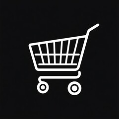 flat icon logo, cart icon, vector lines, round corners, black and white, simple shapes, minimal