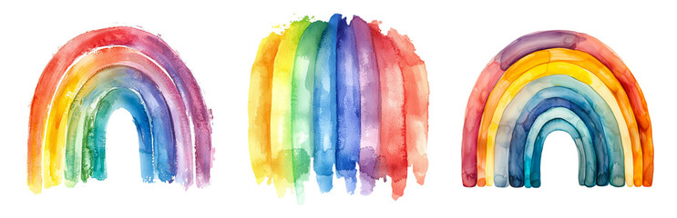 Vibrant Watercolor Rainbow Designs for Creative Projects Isolated on transparent background