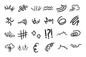 Hand drawn marker simple elements set. Vector illustration