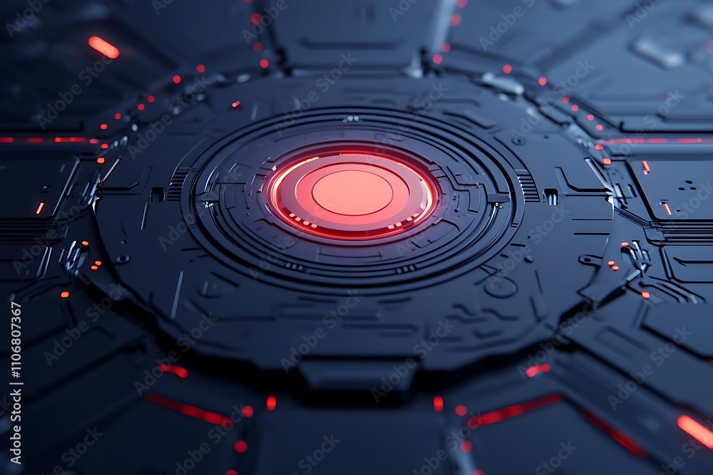 Poster abstract futuristic technology background with glowing red elements and intricate patterns for digit