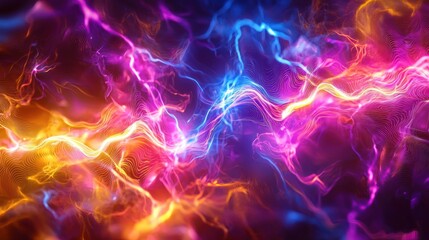 An abstract pattern of bright electric sparks and flowing currents in vivid colors